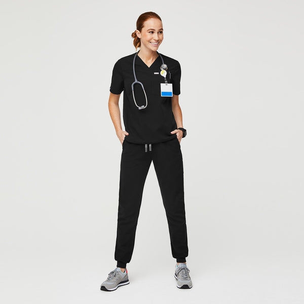women's Black Kaya  - Classic V-Neck Scrub Top