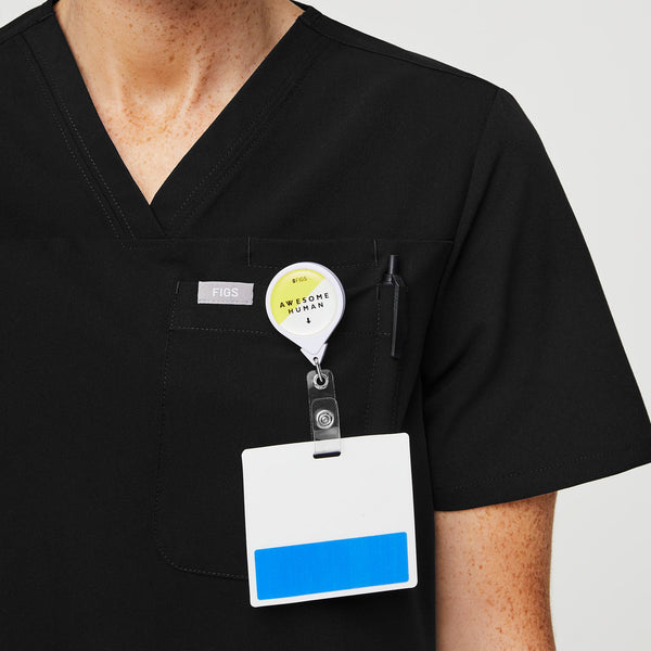 women's Black Kaya  - Classic V-Neck Scrub Top