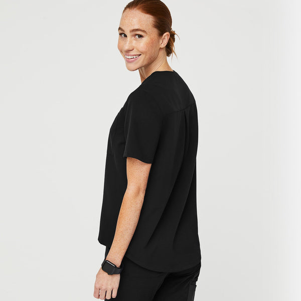 women's Black Kaya  - Classic V-Neck Scrub Top