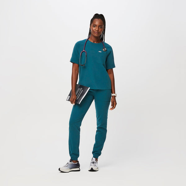 women's Caribbean Blue Kaumba Classic Raglan - Scrub Top