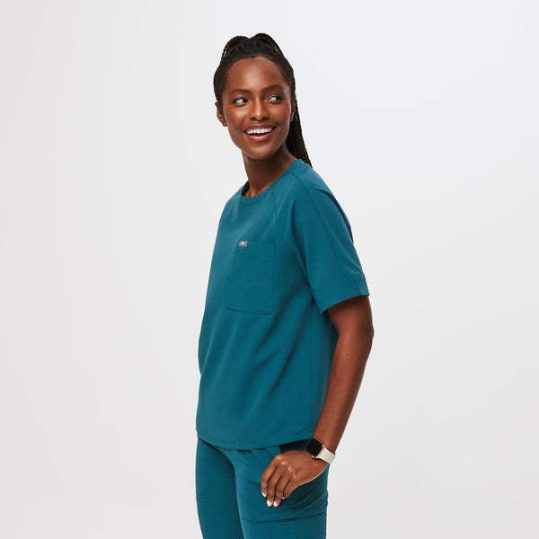 women's Caribbean Blue Kaumba Classic Raglan - Scrub Top