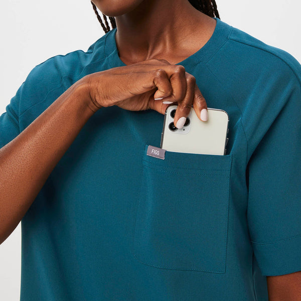 women's Caribbean Blue Kaumba Classic Raglan - Scrub Top