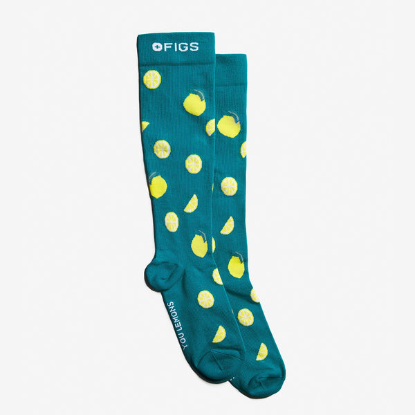 women's Turquoise Lemon - Compression Socks