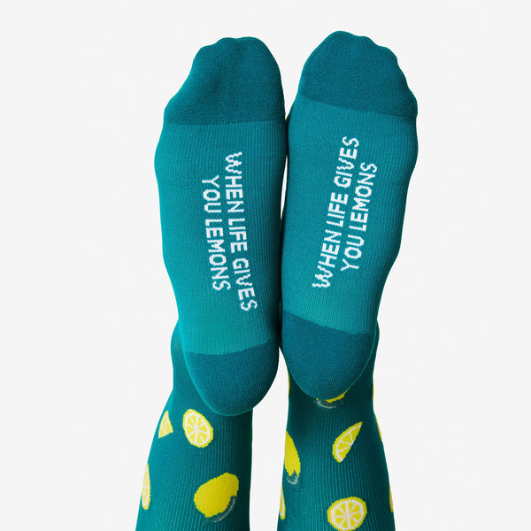 women's Turquoise Lemon - Compression Socks