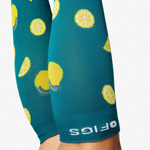 women's Turquoise Lemon - Compression Socks