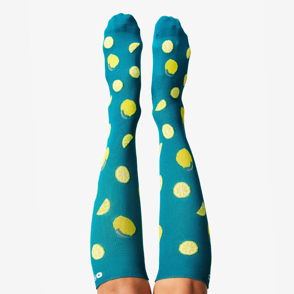 women's Turquoise Lemon - Compression Socks