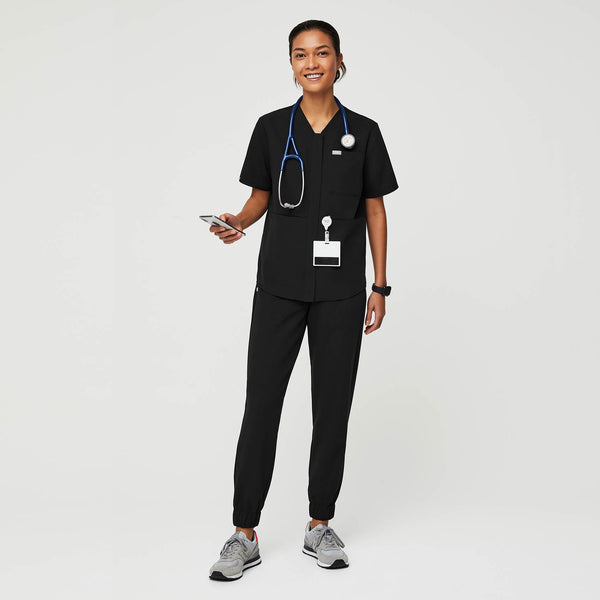 Women's Black Masaya - Relaxed V-Neck Scrub Top