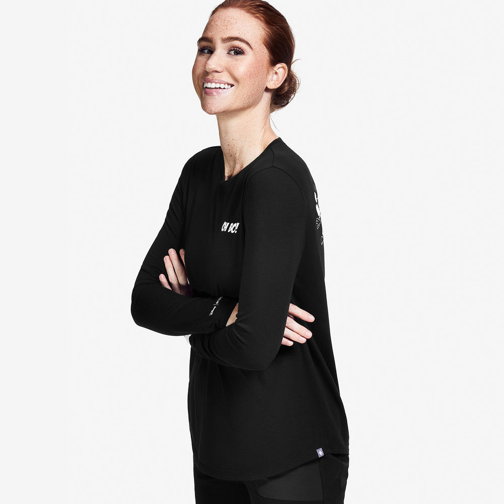 women's Black Mickey Mouse Oh Boy - Long-Sleeve Underscrub