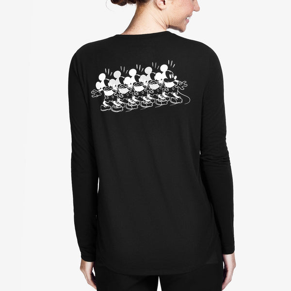 women's Black Mickey Mouse Oh Boy - Long-Sleeve Underscrub