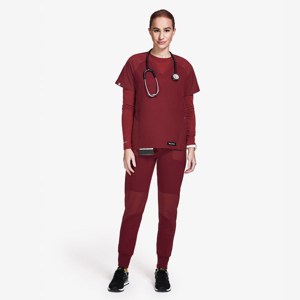 women's Burgundy Mickey Mouse Oh Boy - Long-Sleeve Underscrub