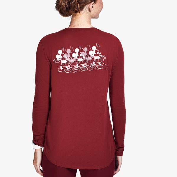 women's Burgundy Mickey Mouse Oh Boy - Long-Sleeve Underscrub