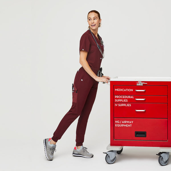 Women's Burgundy Muhima - Skinny Jogger Scrub Pant
