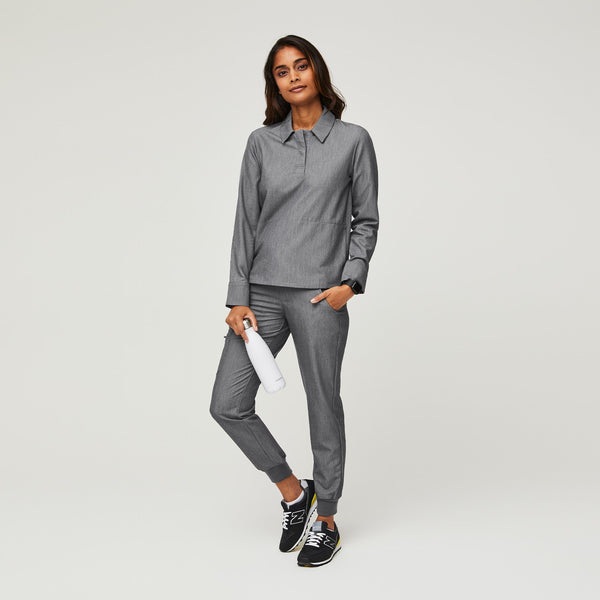 women's Graphite Nala - Long-Sleeve ScrubPolo™