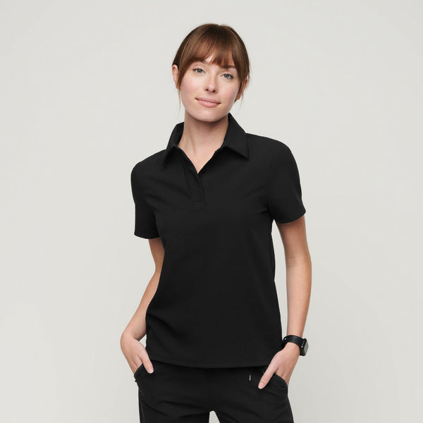 women's Black Nala - Short-Sleeve ScrubPolo™