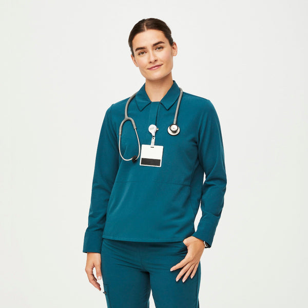women's Caribbean Blue Nala - Long-Sleeve ScrubPolo™