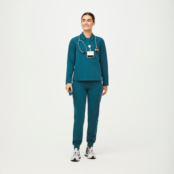 women's Caribbean Blue Nala - Long-Sleeve ScrubPolo™