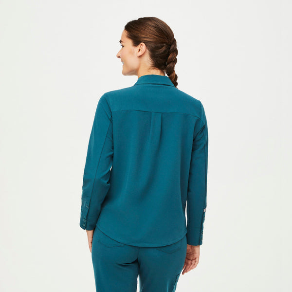women's Caribbean Blue Nala - Long-Sleeve ScrubPolo™