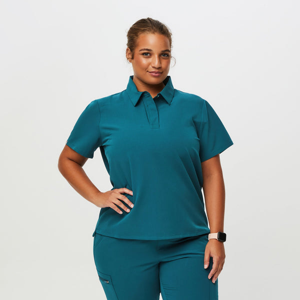 women's Caribbean Blue Nala - Short-Sleeve ScrubPolo™