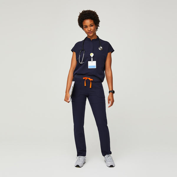 women's Navy Nepal - Petite Skinny Scrub Pant