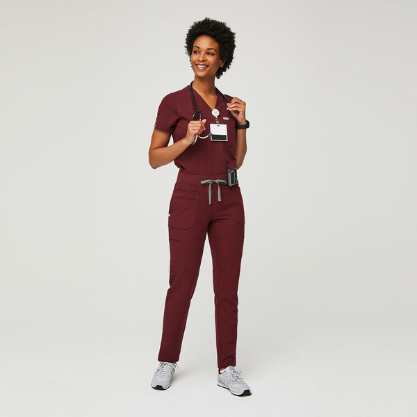 women's Burgundy Nepal - Petite Skinny Scrub Pant