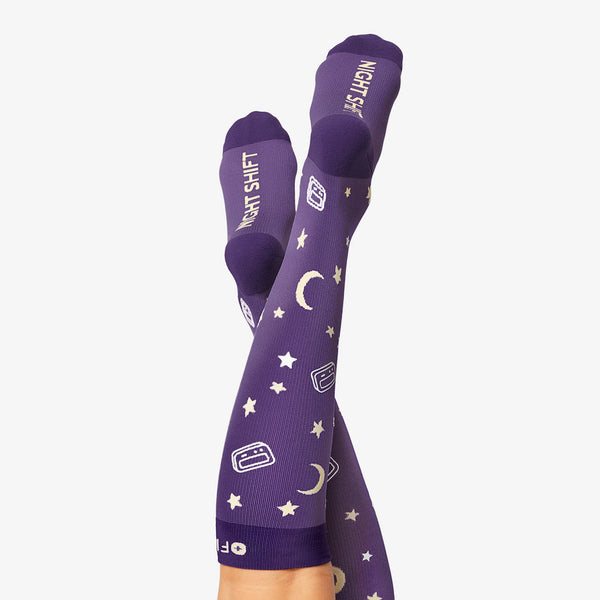 women's Purple Night Shift - Compression Socks
