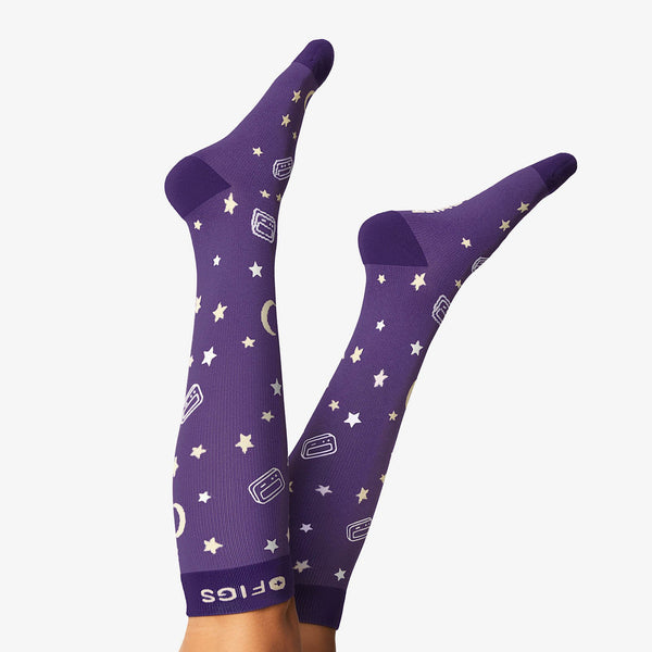 women's Purple Night Shift - Compression Socks