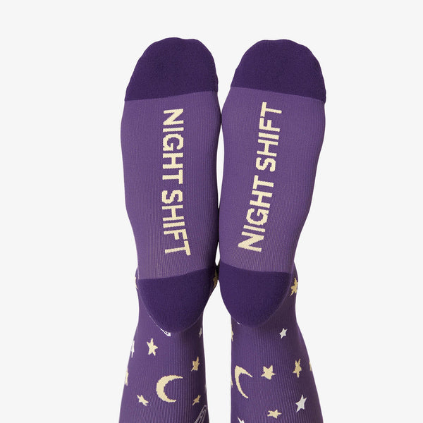 women's Purple Night Shift - Compression Socks