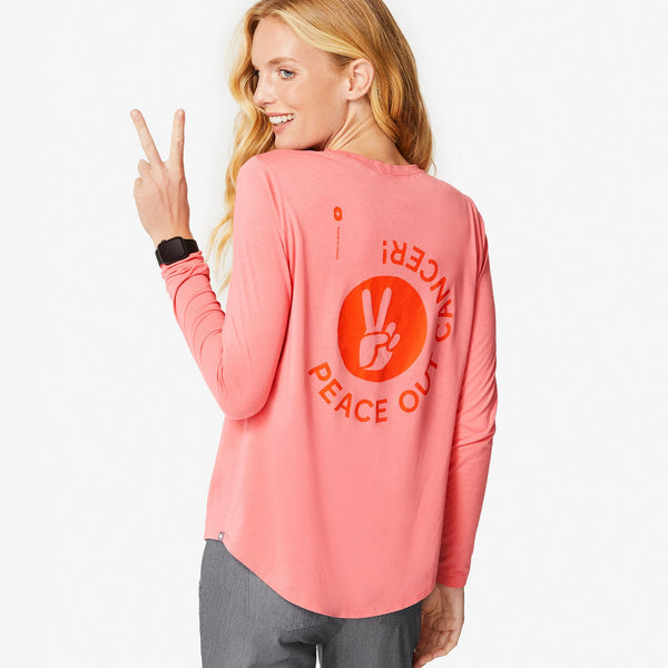 women's Pink Peace Out Cancer - Long-Sleeve Underscrub