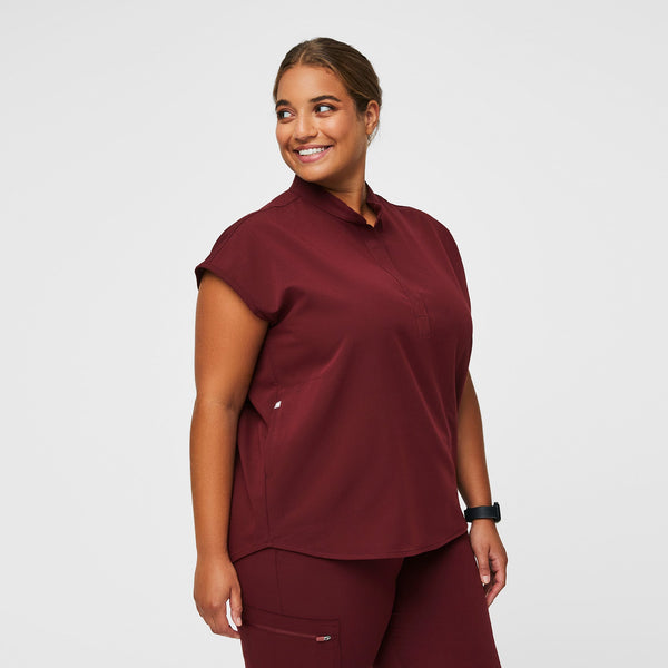 women's Burgundy Rafaela™ - Oversized  Scrub Top (3XL - 6XL)