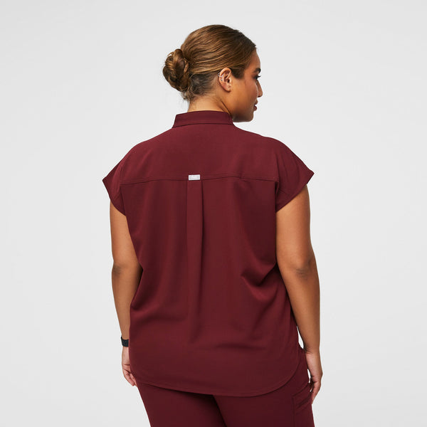 women's Burgundy Rafaela™ - Oversized  Scrub Top (3XL - 6XL)