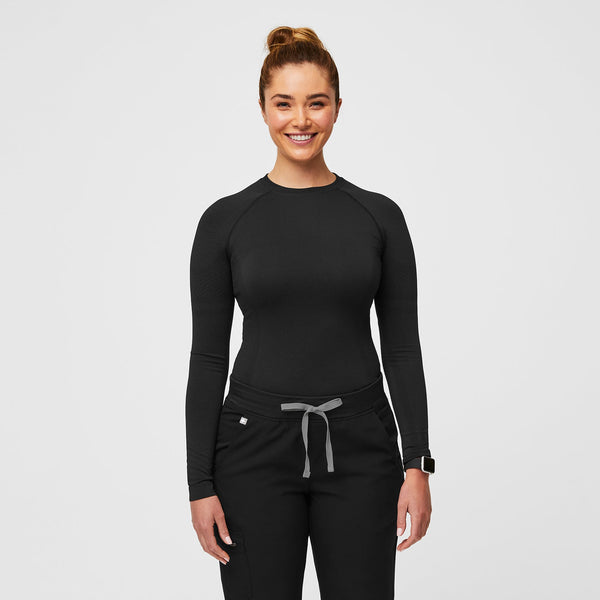 women's Black Salta Seamless - Long-Sleeve Underscrub