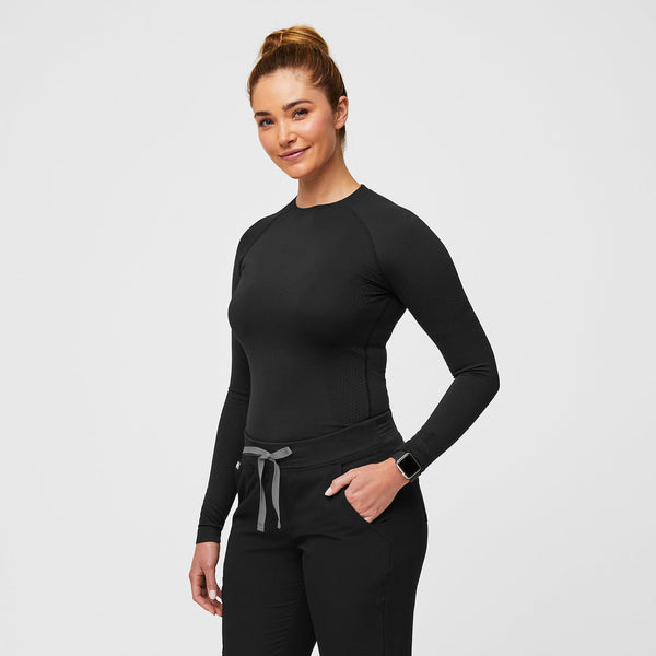 women's Black Salta Seamless - Long-Sleeve Underscrub