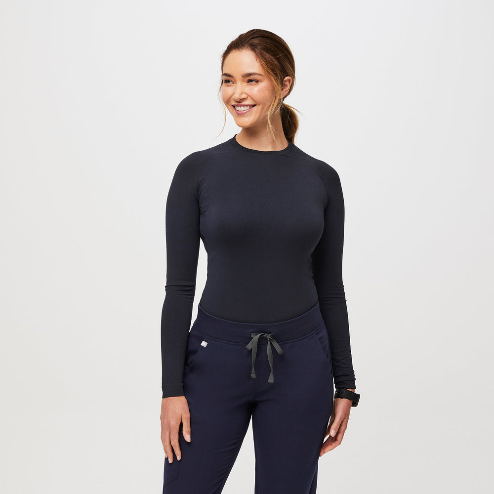 women's Navy Salta Seamless - Long-Sleeve Underscrub