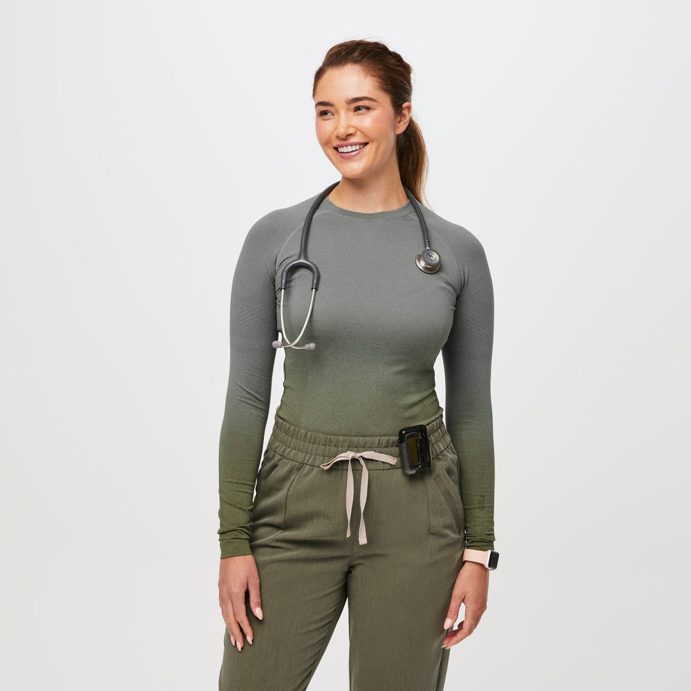women's Ombre Olive Salta  - Long-Sleeve Underscrub