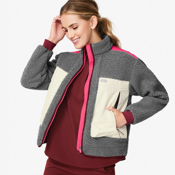 women's Dark Heather Grey Selwyn - Sherpa