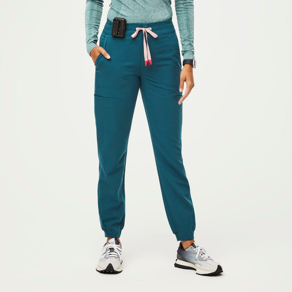 women's Caribbean Blue Sumaiya High-Rise  - Petite Skinny Scrub Pant