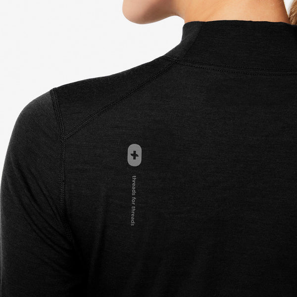 women's Black Merino Wool Mock-Neck - Underscrub