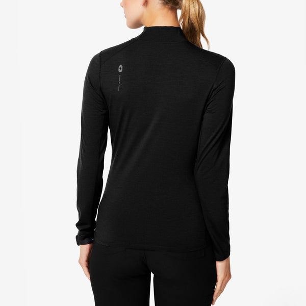 women's Black Merino Wool Mock-Neck - Underscrub