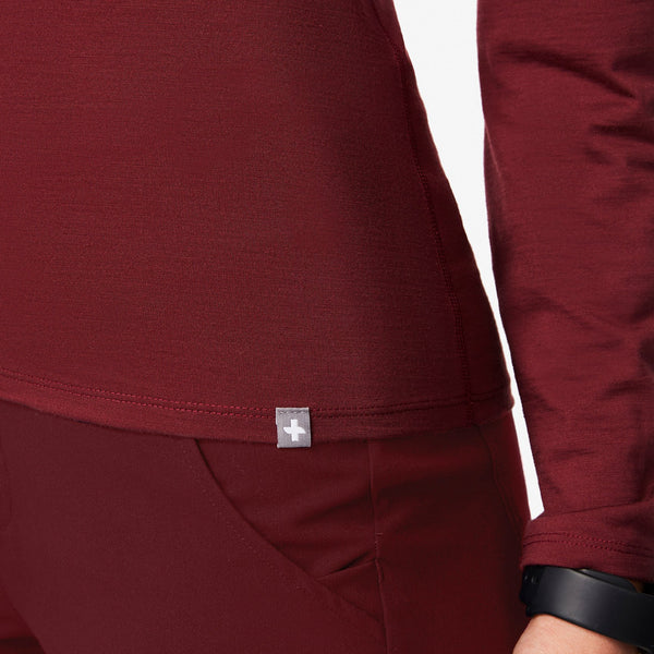 women's Burgundy Merino Wool Mock-Neck - Underscrub