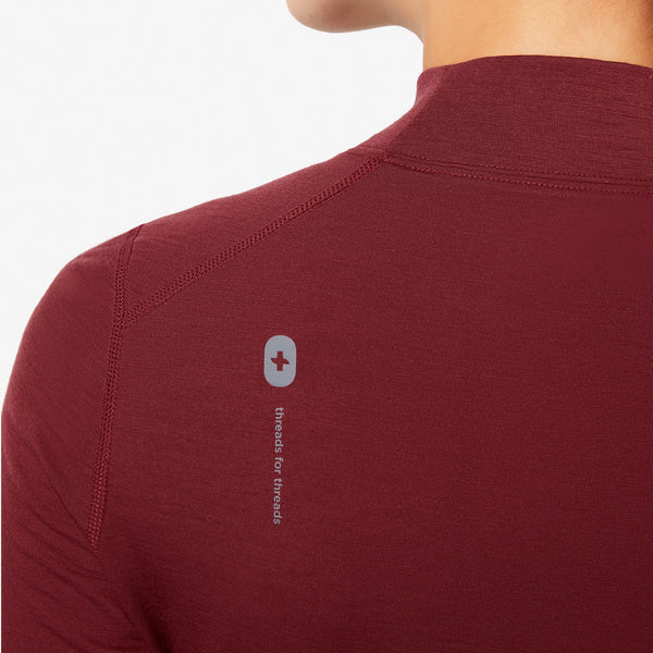women's Burgundy Merino Wool Mock-Neck - Underscrub