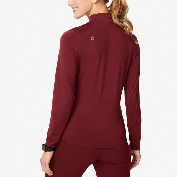 women's Burgundy Merino Wool Mock-Neck - Underscrub