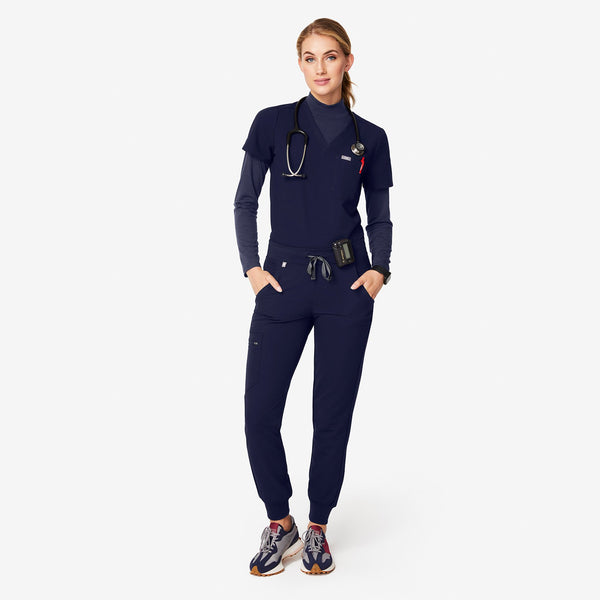 women's Navy Merino Wool Mock-Neck - Underscrub