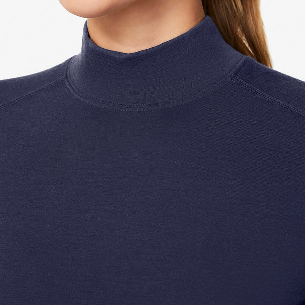 women's Navy Merino Wool Mock-Neck - Underscrub