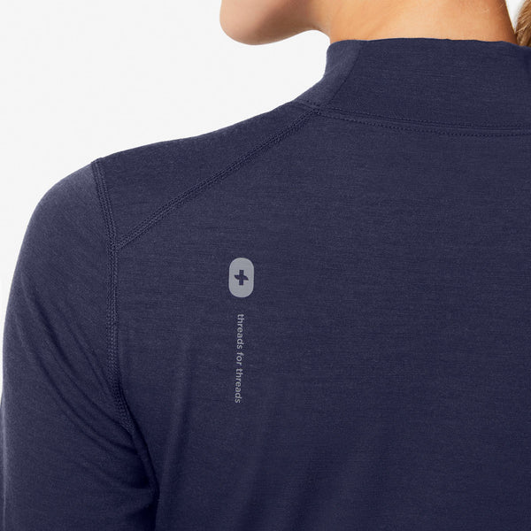 women's Navy Merino Wool Mock-Neck - Underscrub