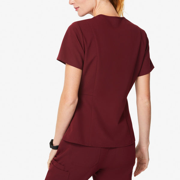 women's Burgundy Aburi - V-Neck Scrub Top