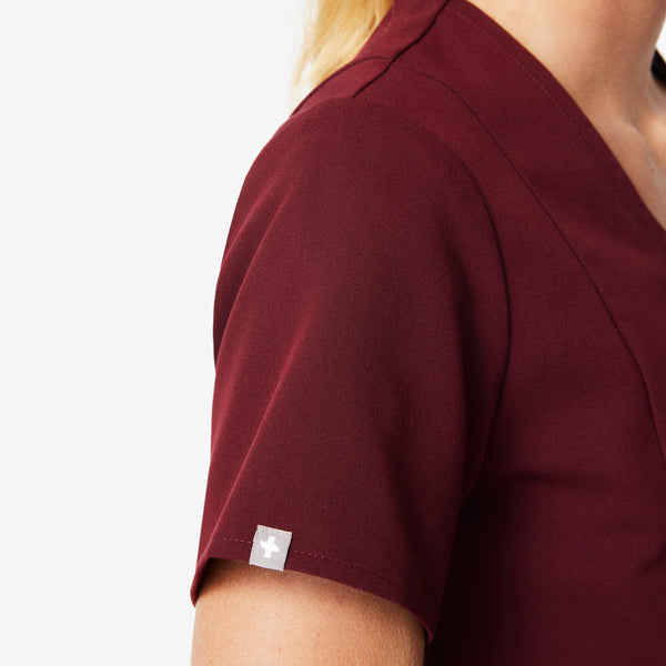 women's Burgundy Aburi - V-Neck Scrub Top