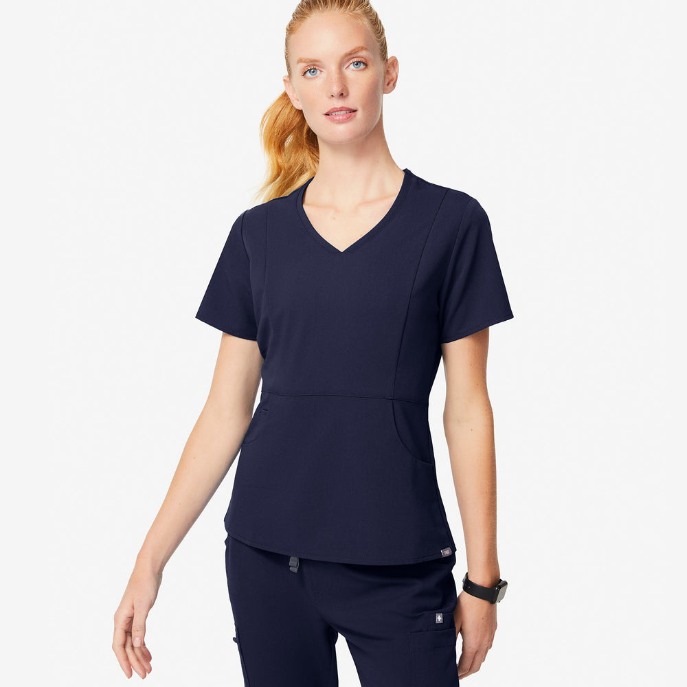 women's Navy Aburi - V-Neck Scrub Top