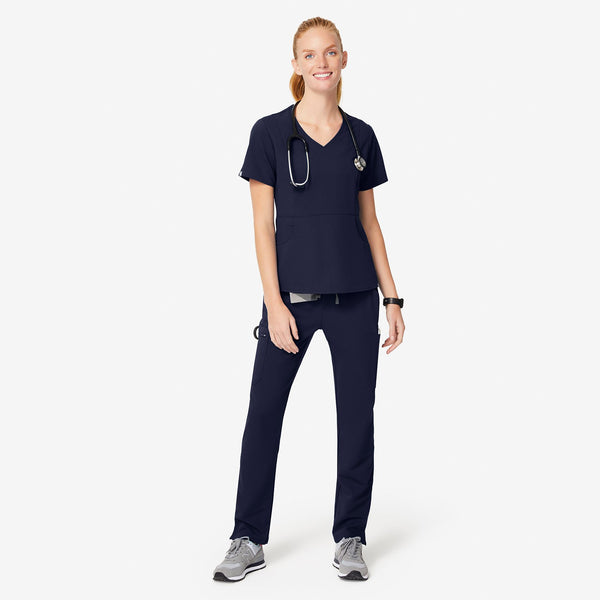 women's Navy Aburi - V-Neck Scrub Top