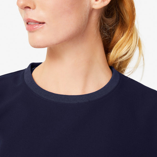 women's Navy Bene - Crew Scrub Top