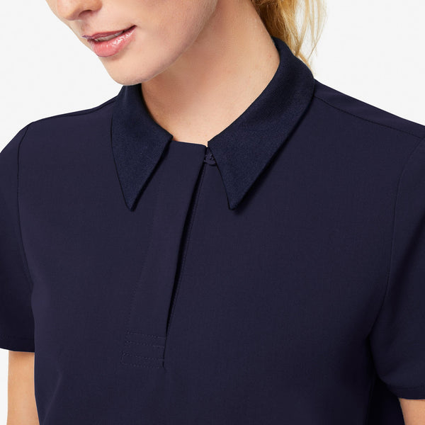women's Navy Igava - Short-Sleeve Polo Scrub Top